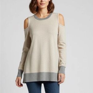 Calvin Klein Off-the-Shoulder Sweater - Cream and Gray